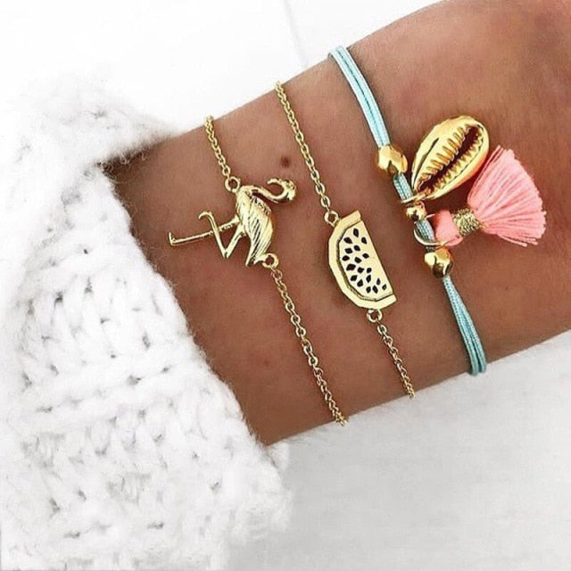 5pcs/lot Bohemian Mixed Golden Shell Starfish Bracelet Women Summer Beach Casual Jewelry Accessories Friendship Gift daiiibabyyy