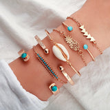 5pcs/lot Bohemian Mixed Golden Shell Starfish Bracelet Women Summer Beach Casual Jewelry Accessories Friendship Gift daiiibabyyy