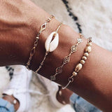 5pcs/lot Bohemian Mixed Golden Shell Starfish Bracelet Women Summer Beach Casual Jewelry Accessories Friendship Gift daiiibabyyy