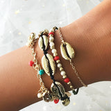 5pcs/lot Bohemian Mixed Golden Shell Starfish Bracelet Women Summer Beach Casual Jewelry Accessories Friendship Gift daiiibabyyy