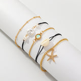 5pcs/lot Bohemian Mixed Golden Shell Starfish Bracelet Women Summer Beach Casual Jewelry Accessories Friendship Gift daiiibabyyy