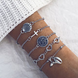 5pcs/lot Bohemian Mixed Golden Shell Starfish Bracelet Women Summer Beach Casual Jewelry Accessories Friendship Gift daiiibabyyy