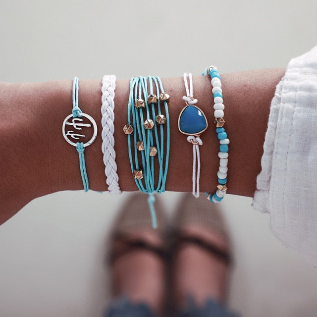 5pcs/lot Bohemian Mixed Golden Shell Starfish Bracelet Women Summer Beach Casual Jewelry Accessories Friendship Gift daiiibabyyy
