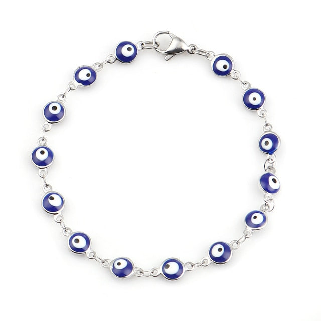 Beautiful 304 Stainless Steel Bracelets For Women Turkish eye Multicolor Evil Eye Bracelets Enamel Jewelry Gifts brace, 1 Piece daiiibabyyy