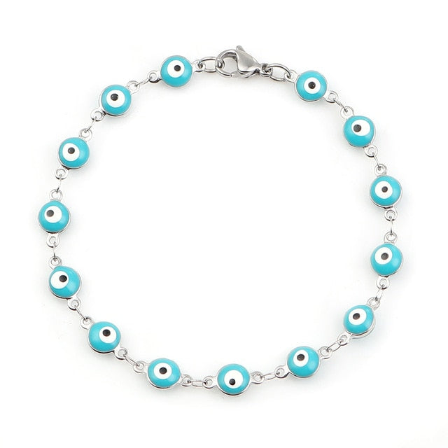 Beautiful 304 Stainless Steel Bracelets For Women Turkish eye Multicolor Evil Eye Bracelets Enamel Jewelry Gifts brace, 1 Piece daiiibabyyy