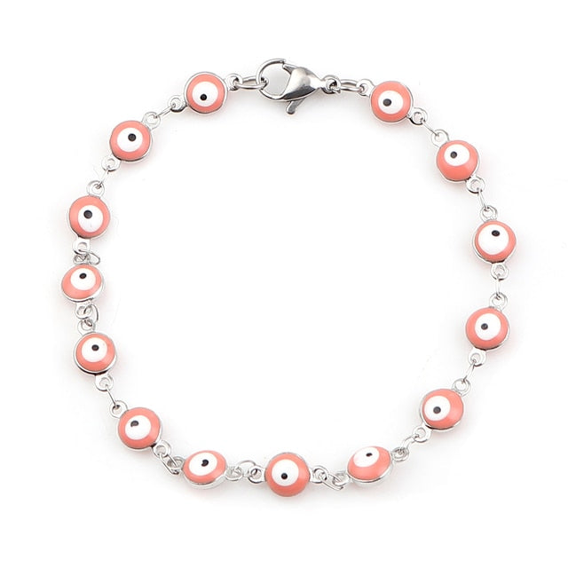 Beautiful 304 Stainless Steel Bracelets For Women Turkish eye Multicolor Evil Eye Bracelets Enamel Jewelry Gifts brace, 1 Piece daiiibabyyy