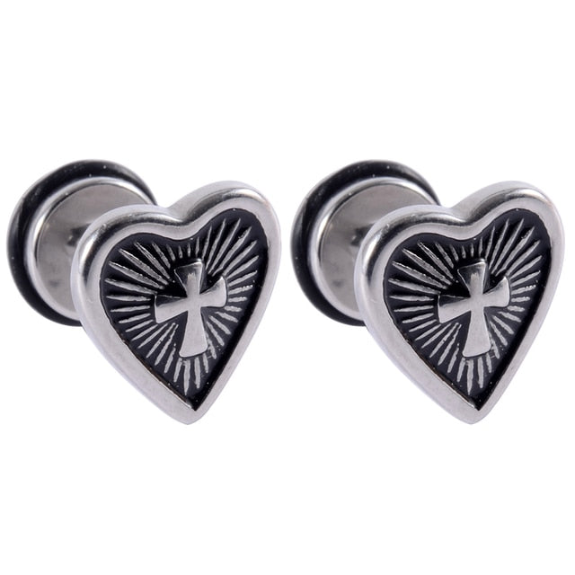 2pcs Stainless Steel Ear Studs Ear Tragus Helix Cartilage Lobe Man Women Fashion Punk Gothic Earrings Body Piercing Jewelry 16g daiiibabyyy