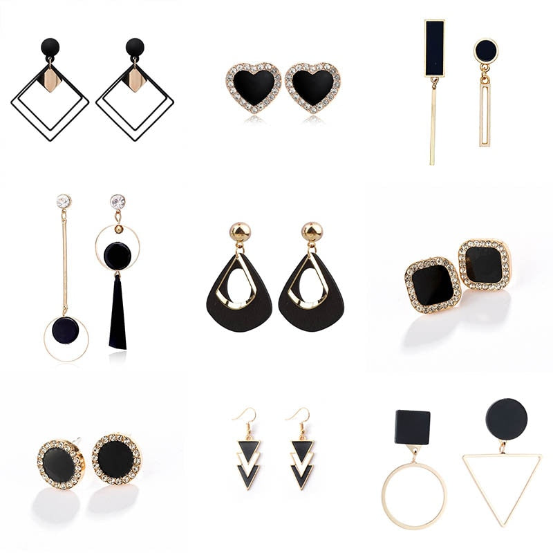 Black Hanging Long Earrings for Women Triangle Square Statement Drop Earrings 2021 boucle oreille femme Fashion Jewelry daiiibabyyy