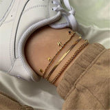 Boho Anklet Foot Geometry Chain Ankle Summer Bracelet Butterfly Pendant Charm Sandals Barefoot Beach Foot Bridal Jewelry A028 daiiibabyyy