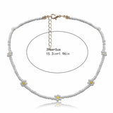 Bohemian White And BlueSeed Bead Flower Choker Necklace Statement Short Collar Clavicle Chain Necklace For Women Jewelry Bijoux daiiibabyyy