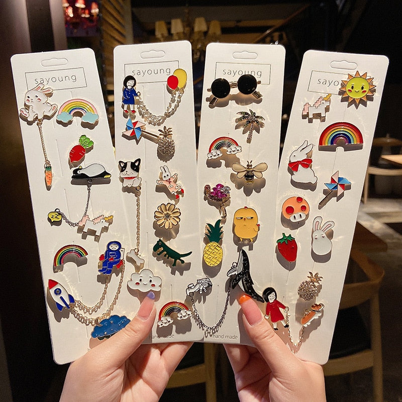 Anti-glare Buckle Brooch Alloy Lapel Cartoon Pins Set Neckline Pin Fixed Clothes Decorative Buckle Pin Accessories Gifts Friends daiiibabyyy