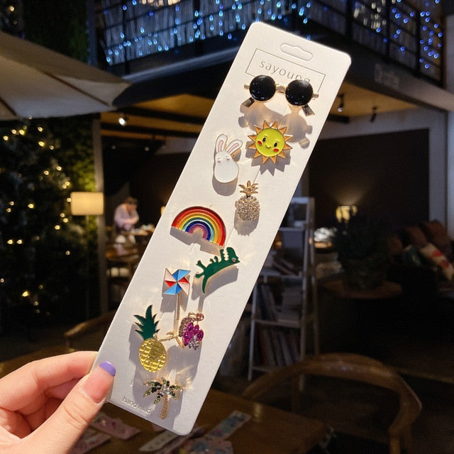Anti-glare Buckle Brooch Alloy Lapel Cartoon Pins Set Neckline Pin Fixed Clothes Decorative Buckle Pin Accessories Gifts Friends daiiibabyyy