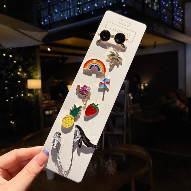 Anti-glare Buckle Brooch Alloy Lapel Cartoon Pins Set Neckline Pin Fixed Clothes Decorative Buckle Pin Accessories Gifts Friends daiiibabyyy