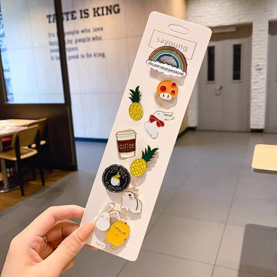 Anti-glare Buckle Brooch Alloy Lapel Cartoon Pins Set Neckline Pin Fixed Clothes Decorative Buckle Pin Accessories Gifts Friends daiiibabyyy