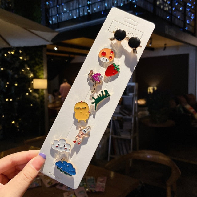 Anti-glare Buckle Brooch Alloy Lapel Cartoon Pins Set Neckline Pin Fixed Clothes Decorative Buckle Pin Accessories Gifts Friends daiiibabyyy