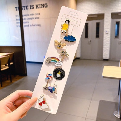 Anti-glare Buckle Brooch Alloy Lapel Cartoon Pins Set Neckline Pin Fixed Clothes Decorative Buckle Pin Accessories Gifts Friends daiiibabyyy