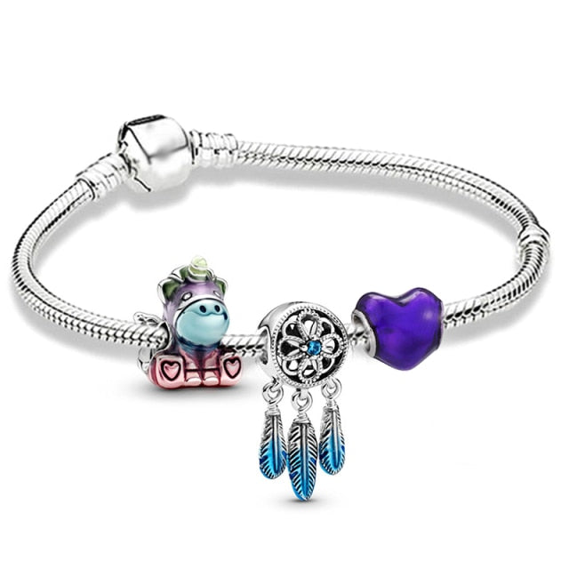 BRACE CO European Heart-shaped Pendant Charm Bracelet Fit Women's Jewellery Snake Chain Rose Gold Metal Fashion Fine Bracelets daiiibabyyy