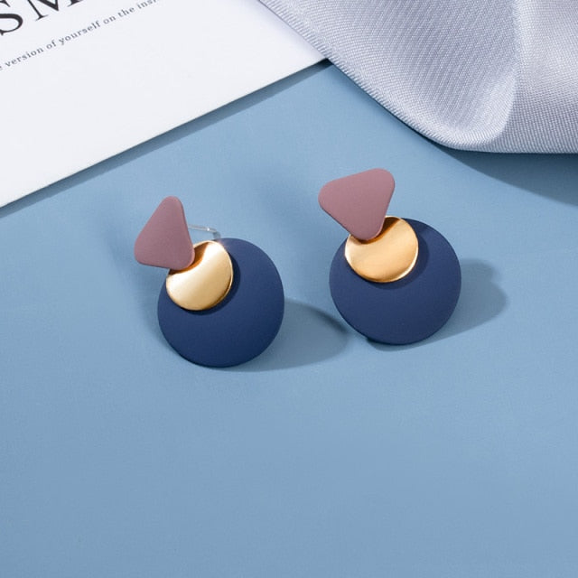 BLINLA 2021 New Korean Blue Geometric Acrylic Earrings for Women Fashion Bohemian Round Drop Earrings Party Brincos Jewelry Giuy daiiibabyyy