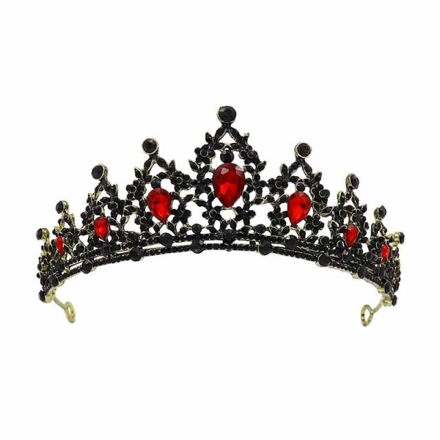 bride retro black crystal crown queen tiara brides wedding jewelry hair accessories daiiibabyyy