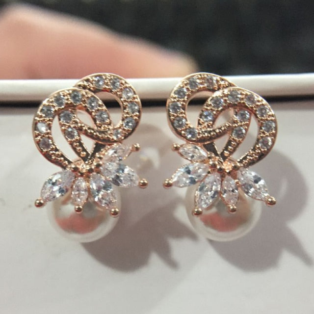 All Type Fashion Imitation Pearl Drop Earrings with Cubic Zirconia Elegant Women Wedding Earrings for Bridal India Jewelry daiiibabyyy