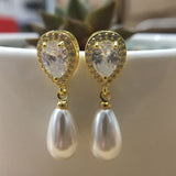 All Type Fashion Imitation Pearl Drop Earrings with Cubic Zirconia Elegant Women Wedding Earrings for Bridal India Jewelry daiiibabyyy