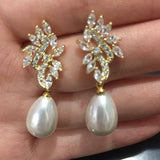 All Type Fashion Imitation Pearl Drop Earrings with Cubic Zirconia Elegant Women Wedding Earrings for Bridal India Jewelry daiiibabyyy