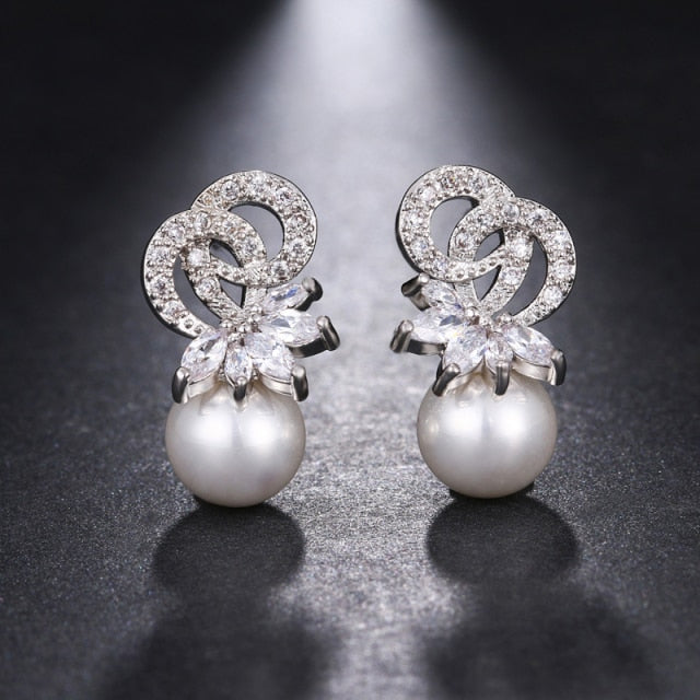 All Type Fashion Imitation Pearl Drop Earrings with Cubic Zirconia Elegant Women Wedding Earrings for Bridal India Jewelry daiiibabyyy