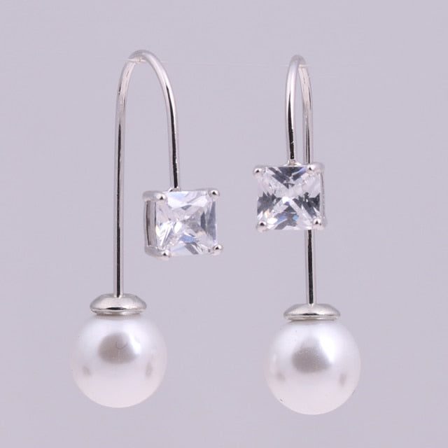 All Type Fashion Imitation Pearl Drop Earrings with Cubic Zirconia Elegant Women Wedding Earrings for Bridal India Jewelry daiiibabyyy