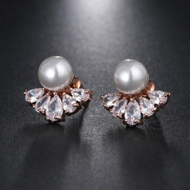 All Type Fashion Imitation Pearl Drop Earrings with Cubic Zirconia Elegant Women Wedding Earrings for Bridal India Jewelry daiiibabyyy