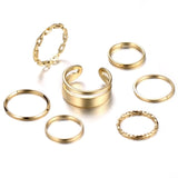 Boho Gold Silver Color Pearl Rings Set For Women Fashion Geometric Twist Hollow Open Ring Joint Finger Rings Charm Jewelry daiiibabyyy