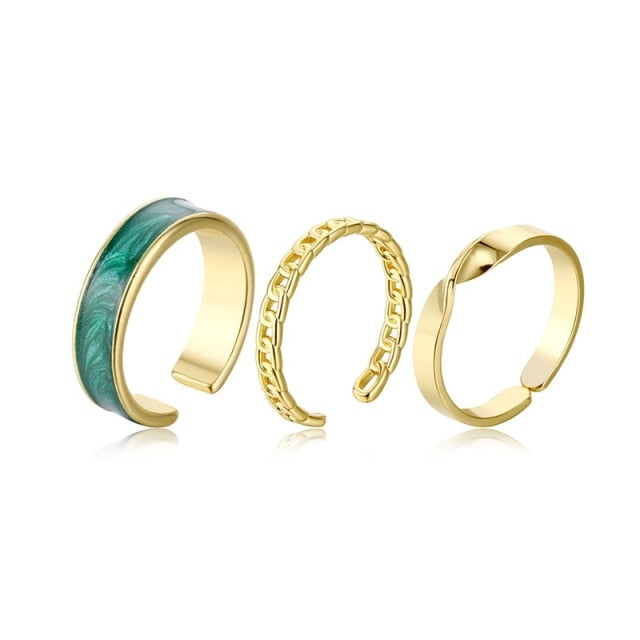 Boho Gold Silver Color Pearl Rings Set For Women Fashion Geometric Twist Hollow Open Ring Joint Finger Rings Charm Jewelry daiiibabyyy