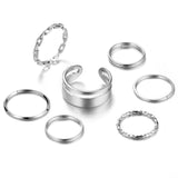 Boho Gold Silver Color Pearl Rings Set For Women Fashion Geometric Twist Hollow Open Ring Joint Finger Rings Charm Jewelry daiiibabyyy