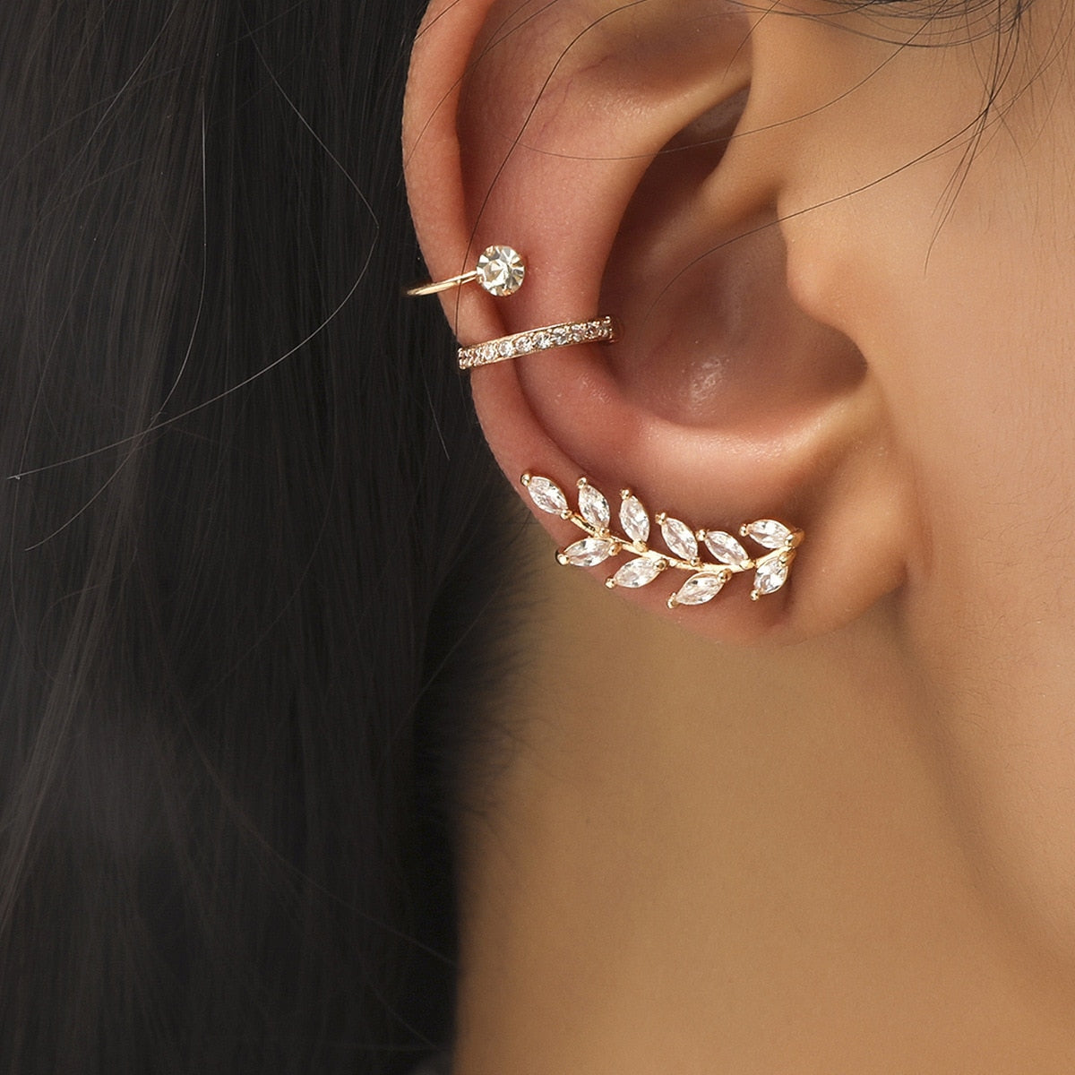 Bohemian NO Piercing Crystal Rhinestone Ear Cuff Earrings For Women Wrap Stud Clip Earrings Girl Trendy Earrings Jewelry Bijoux daiiibabyyy