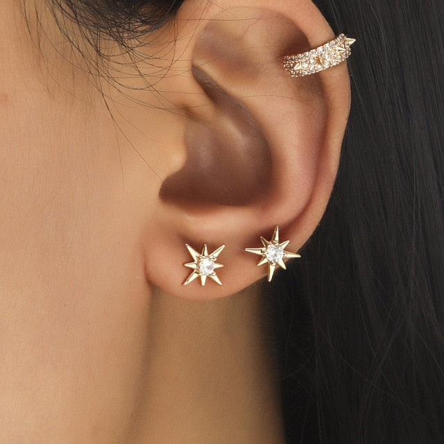 Bohemian NO Piercing Crystal Rhinestone Ear Cuff Earrings For Women Wrap Stud Clip Earrings Girl Trendy Earrings Jewelry Bijoux daiiibabyyy