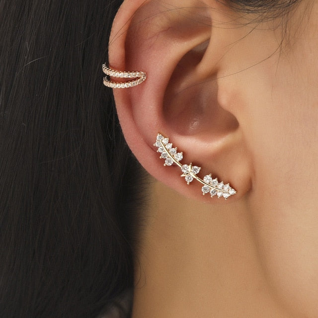 Bohemian NO Piercing Crystal Rhinestone Ear Cuff Earrings For Women Wrap Stud Clip Earrings Girl Trendy Earrings Jewelry Bijoux daiiibabyyy