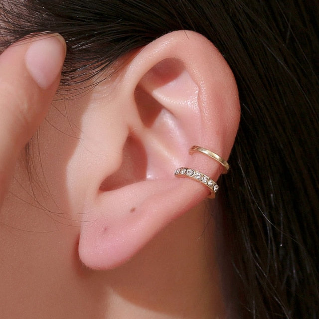 Bohemian NO Piercing Crystal Rhinestone Ear Cuff Earrings For Women Wrap Stud Clip Earrings Girl Trendy Earrings Jewelry Bijoux daiiibabyyy
