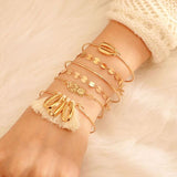 5pcs/lot Bohemian Mixed Golden Shell Starfish Bracelet Women Summer Beach Casual Jewelry Accessories Friendship Gift daiiibabyyy