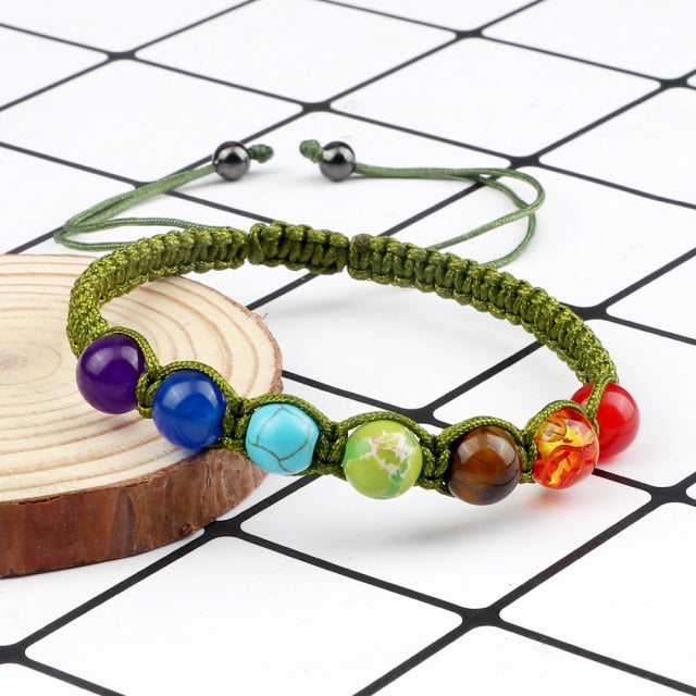 7 Chakra Healing Beaded Bracelet Reiki Prayer Balance Beads Bracelet Handmade Braided Bangles For Women Men Adjustable Jewelry daiiibabyyy