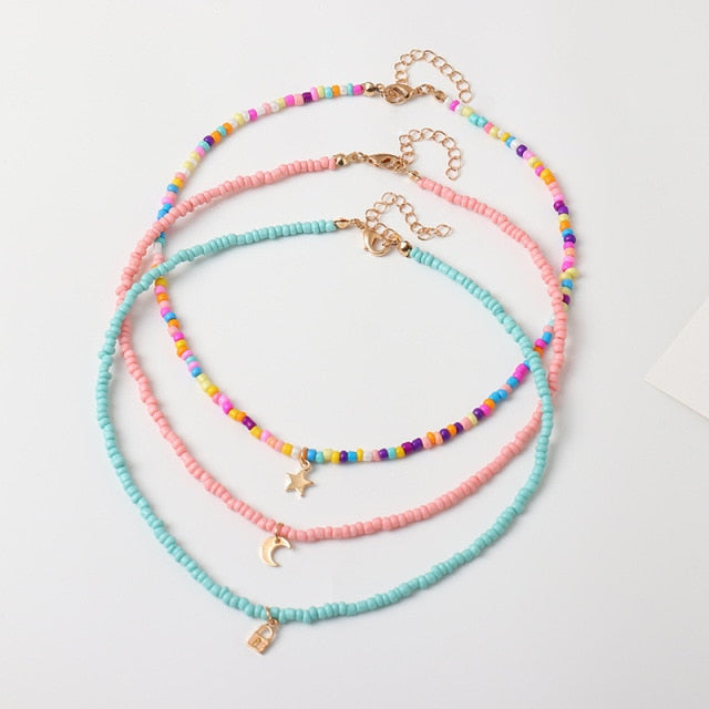 Bohemian Multilayer Seed Bead Star Moon Butterfly Pendant Necklace For Women Fashion Beach Simple Lock Choker Collar Gift daiiibabyyy