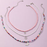 Bohemian Multilayer Seed Bead Star Moon Butterfly Pendant Necklace For Women Fashion Beach Simple Lock Choker Collar Gift daiiibabyyy