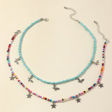 Bohemian Multilayer Seed Bead Star Moon Butterfly Pendant Necklace For Women Fashion Beach Simple Lock Choker Collar Gift daiiibabyyy