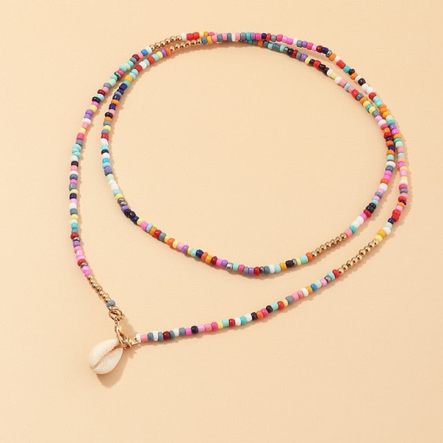 Bohemian Multilayer Seed Bead Star Moon Butterfly Pendant Necklace For Women Fashion Beach Simple Lock Choker Collar Gift daiiibabyyy