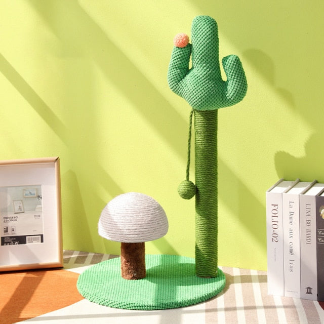 Cactus Style Sisal Cat Scratching Post Cat Climbing Frame Tree Tower Playing Ball Toys Jumping Platform Furniture Pet Products daiiibabyyy