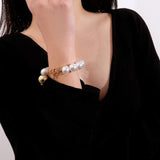 2Pcs/Set Geometric Fashion Link Chain Bracelets Set for Women Bohemia Pearl Multilayer Charm Bangles Fashion Party Jewelry Gift daiiibabyyy