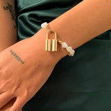 2Pcs/Set Geometric Fashion Link Chain Bracelets Set for Women Bohemia Pearl Multilayer Charm Bangles Fashion Party Jewelry Gift daiiibabyyy