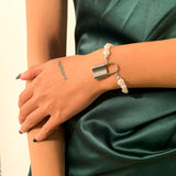 2Pcs/Set Geometric Fashion Link Chain Bracelets Set for Women Bohemia Pearl Multilayer Charm Bangles Fashion Party Jewelry Gift daiiibabyyy