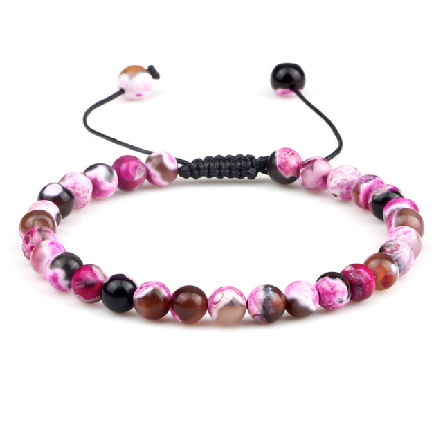 6mm Natural Stone Men Bracelets Charm Tiger Eye Black Beads Bracelet Braided Bangle Adjustable Charm Women Yoga Jewelry pulseras daiiibabyyy