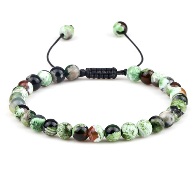 6mm Natural Stone Men Bracelets Charm Tiger Eye Black Beads Bracelet Braided Bangle Adjustable Charm Women Yoga Jewelry pulseras daiiibabyyy