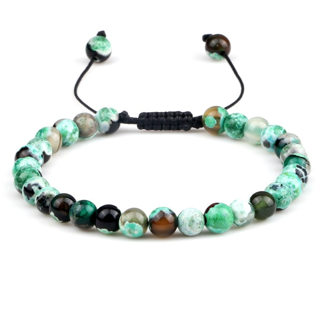 6mm Natural Stone Men Bracelets Charm Tiger Eye Black Beads Bracelet Braided Bangle Adjustable Charm Women Yoga Jewelry pulseras daiiibabyyy