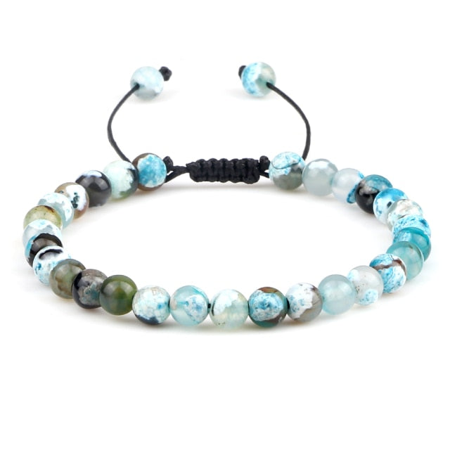 6mm Natural Stone Men Bracelets Charm Tiger Eye Black Beads Bracelet Braided Bangle Adjustable Charm Women Yoga Jewelry pulseras daiiibabyyy